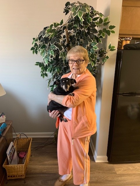 Nancy Stanley with her dog, Mollie